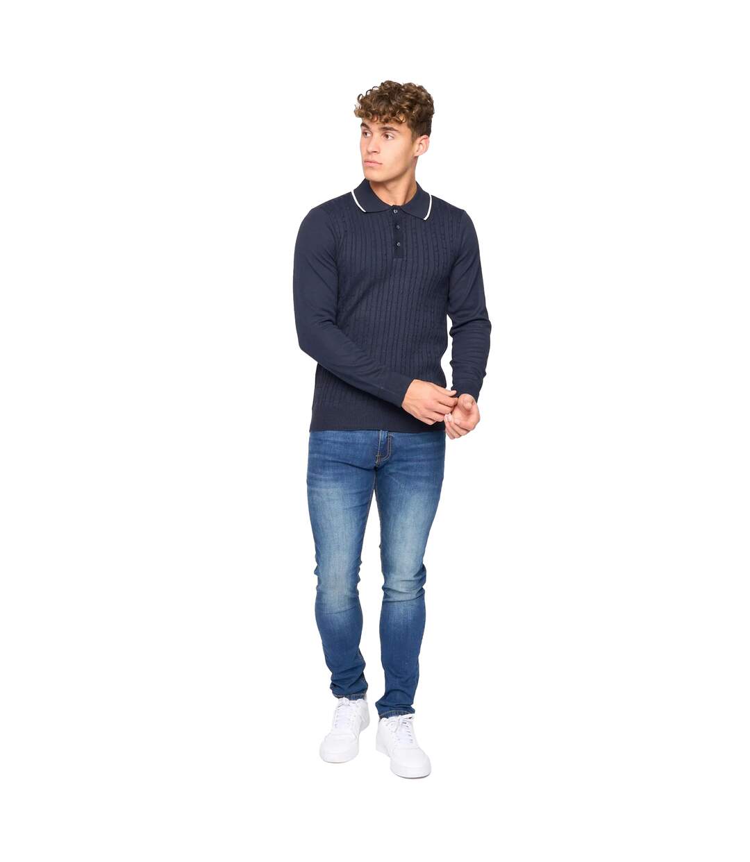 Pull ambrosden homme bleu marine chiné Bewley & Ritch-3