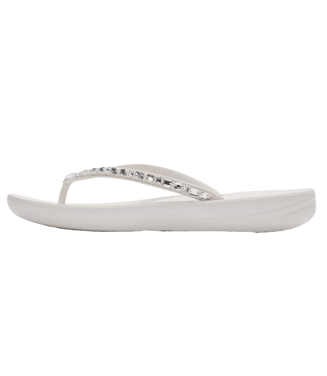 Womens/ladies Embellished Flat Flip Flops White Fit Flop-3