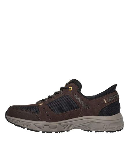 Mens Leather Relaxed Fit Shoes Brown Skechers