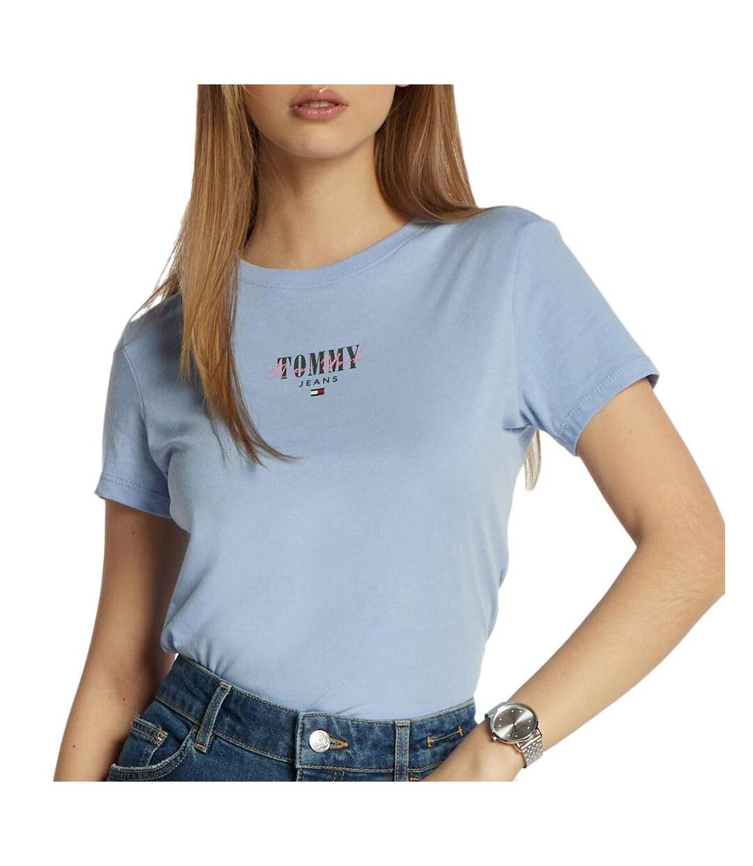 T-shirt bleu femme tommy hilfiger essntl - l-2