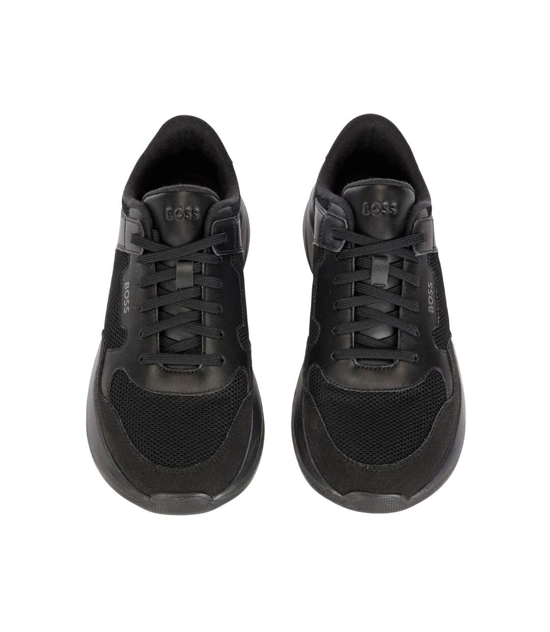 Mens Dean Leather Running Trainers Black Boss-4