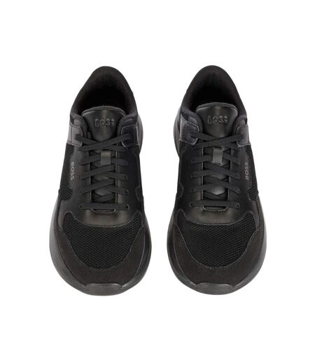 Mens Dean Leather Running Trainers Black Boss