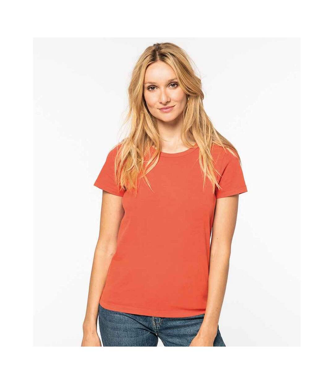 Womens/ladies faded washed t-shirt paprika red Native Spirit-2