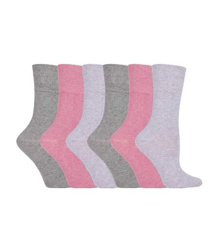 6 Pack Ladies Non Elastic Loose Top Patterned Cotton Rich Socks