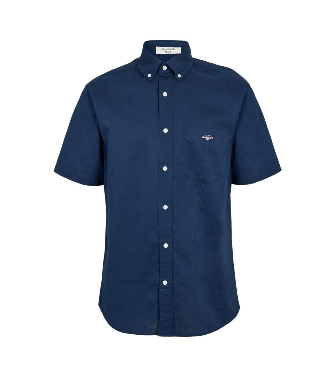 Mens Classic Logo Poplin Short-sleeved Shirt Marine Blue Gant-2