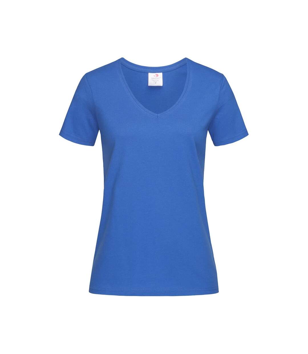 T-shirt col v femme bleu roi Stedman-1