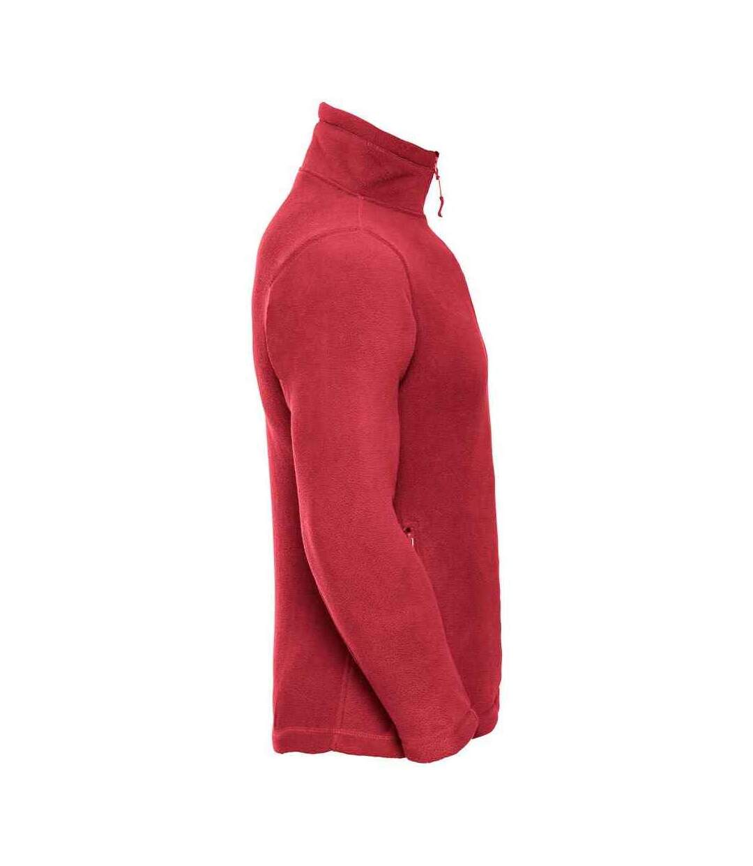 Mens zip neck outdoor fleece top classic red Russell