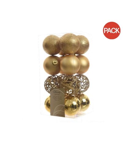 Pack of 16  Shatterproof baubles  16 x 60mm light gold Kaemingk