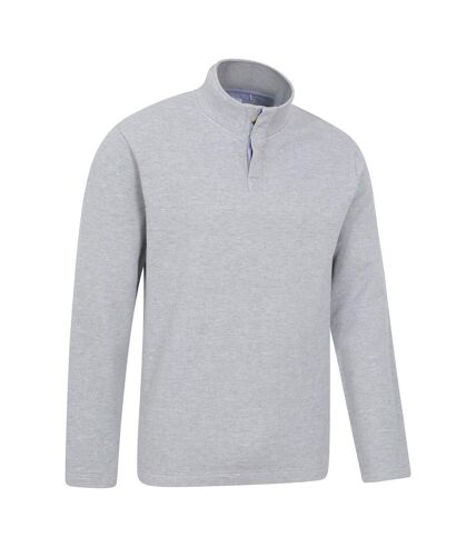 Mens bude pique button neck jumper grey Mountain Warehouse