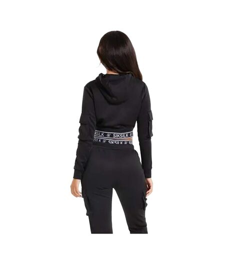 Sweat court à capuche femme noir SikSilk