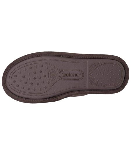 Isotoner Chaussons Mules homme velours, semelle ergonomique, mousse à mémoire forme, design confortable
