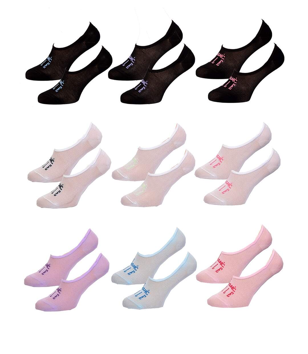 Chaussettes femme ELLE Basic Qualité et Confort-Assortiment modèles photos selon arrivages- Pack de 9 Paires ELLE Footies 35571