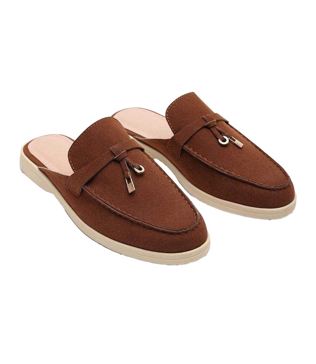 Womens/ladies Faux Suede Loafers Brown Where´s That From-4