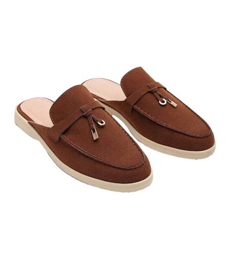 Womens/ladies Faux Suede Loafers Brown Where´s That From