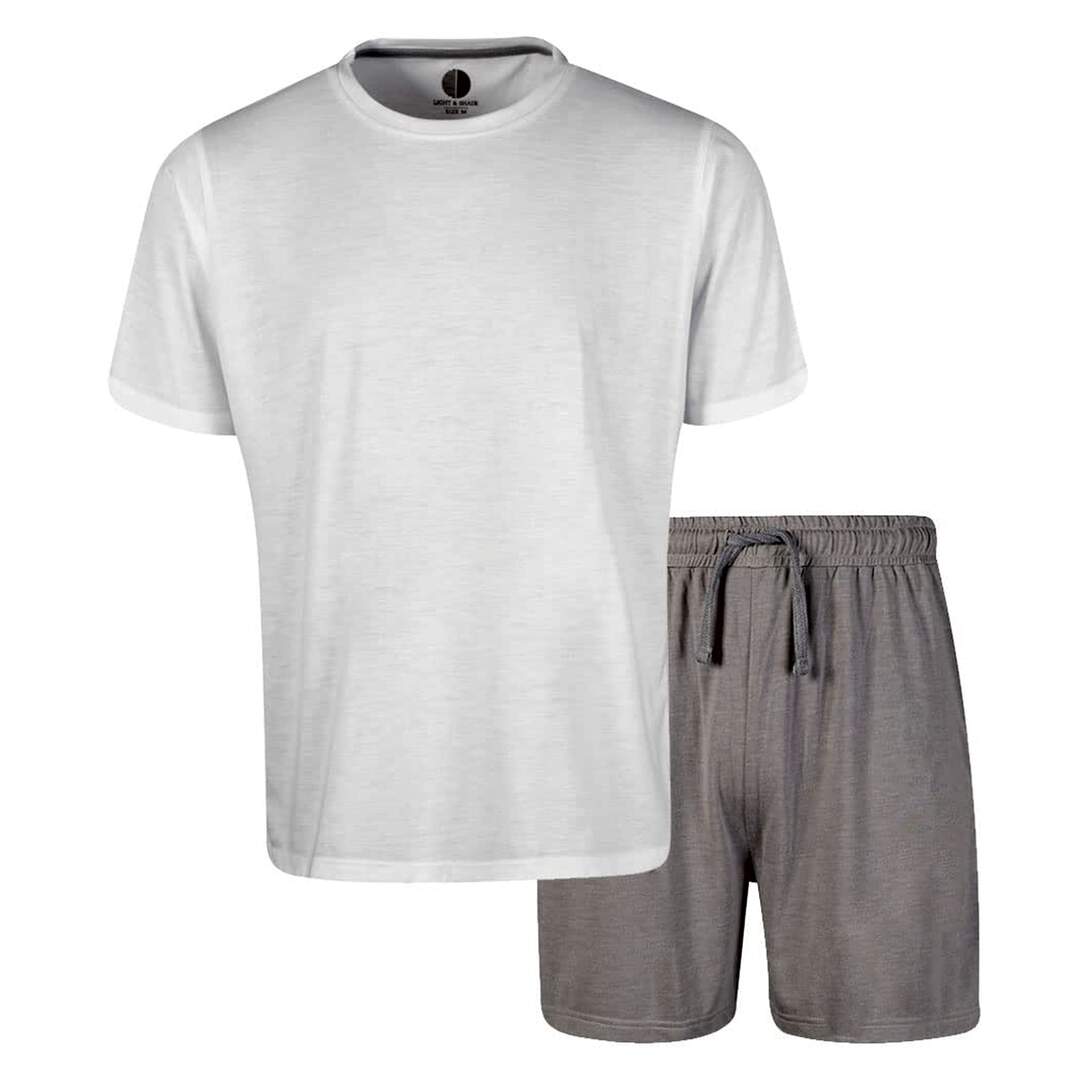 Ensemble de pyjama court homme blanc / gris clair Light And Shade-1