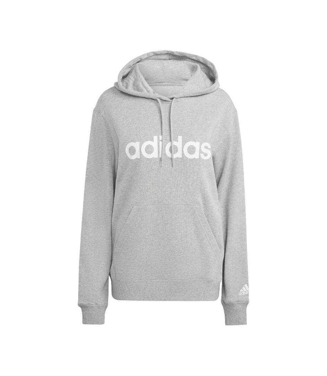 Sweat À Capuche Style Linéaire Essentials Femme Gris Chiné Adidas-2