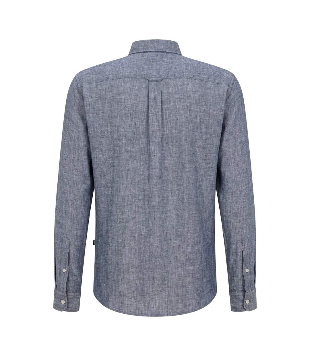 Mens Liam Collared Long-sleeved Shirt Dark Blue Boss-2