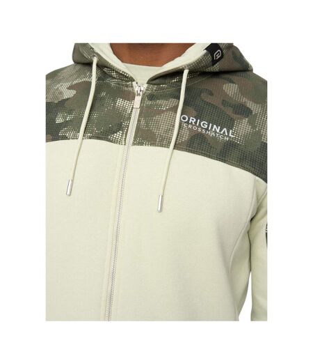 Mens Branton Full Zip Hoodie Light Olive Crosshatch