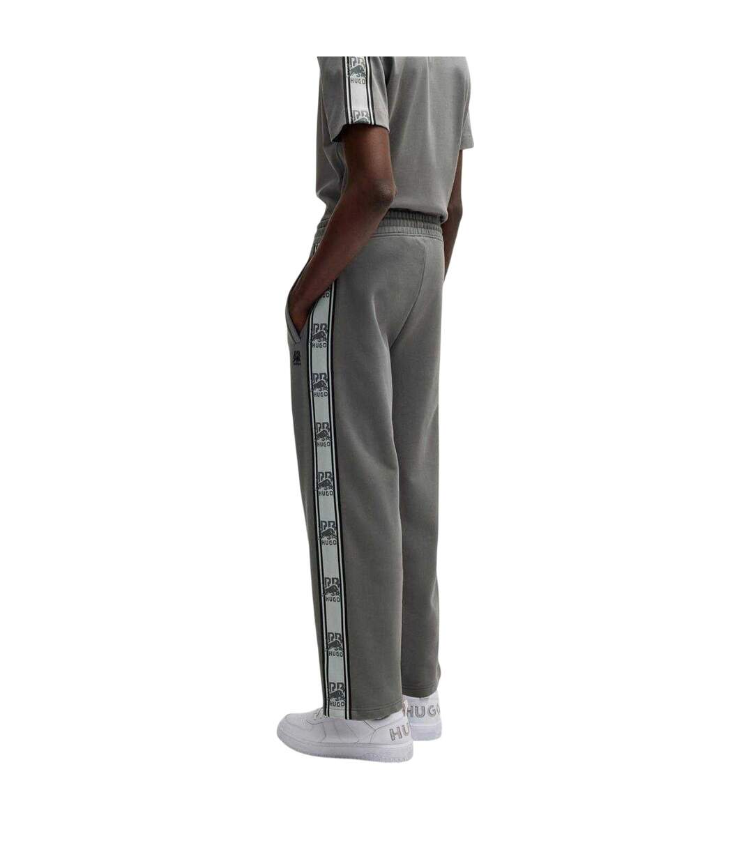 Mens Racing Bulls Tape Jogging Bottoms Grey Hugo-3