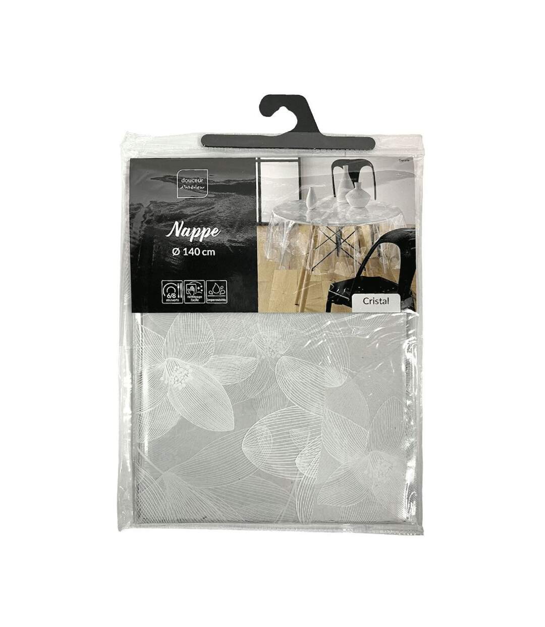 Nappe Toile Cirée Ronde Danela 140cm Blanc-2