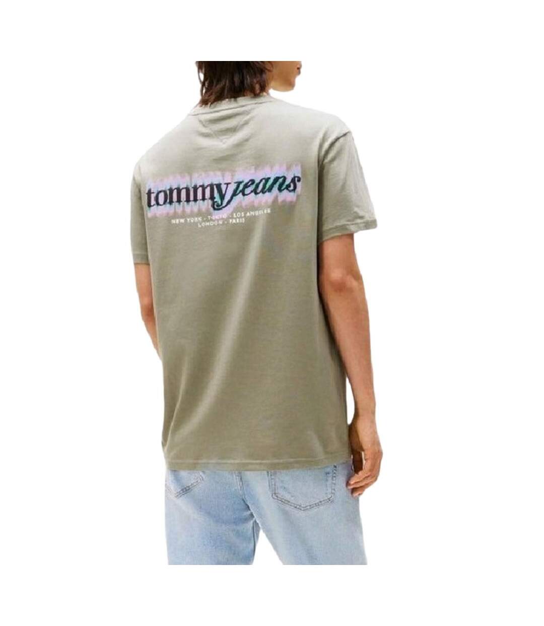 T-shirt vert homme tommy hilfiger tjm reg blur script-2