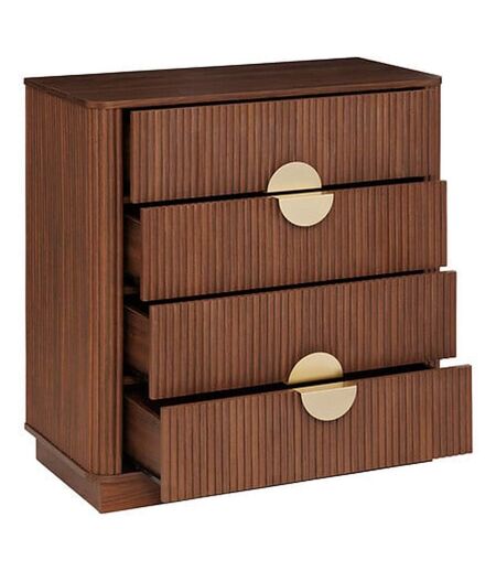 Commode 4 tiroirs effet noyer WANY - Marron