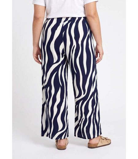 Pantalon large élastiqué, imprimé vagues