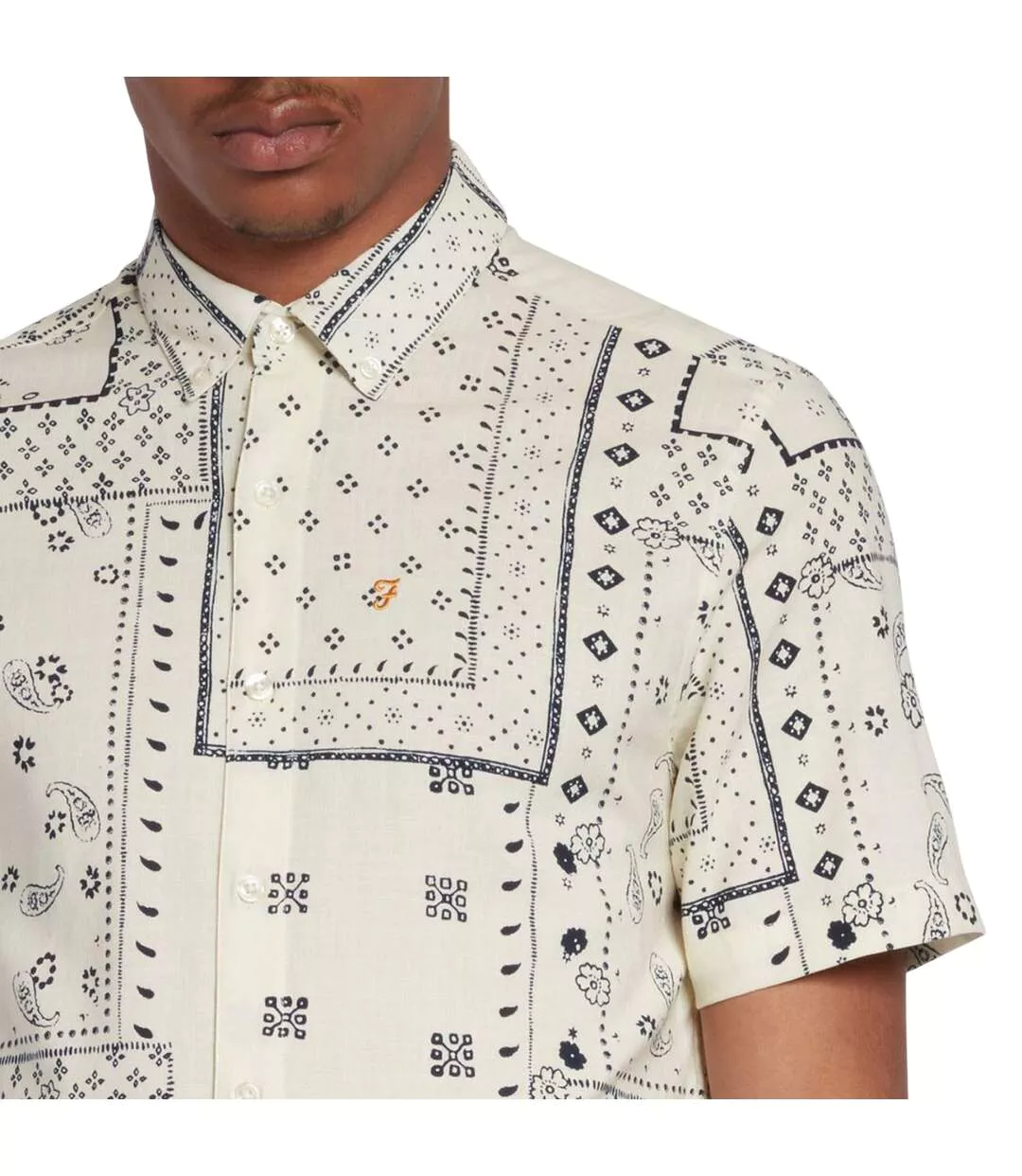 Chemise Motif Imprimé Intégral Homme Écru Farah-3
