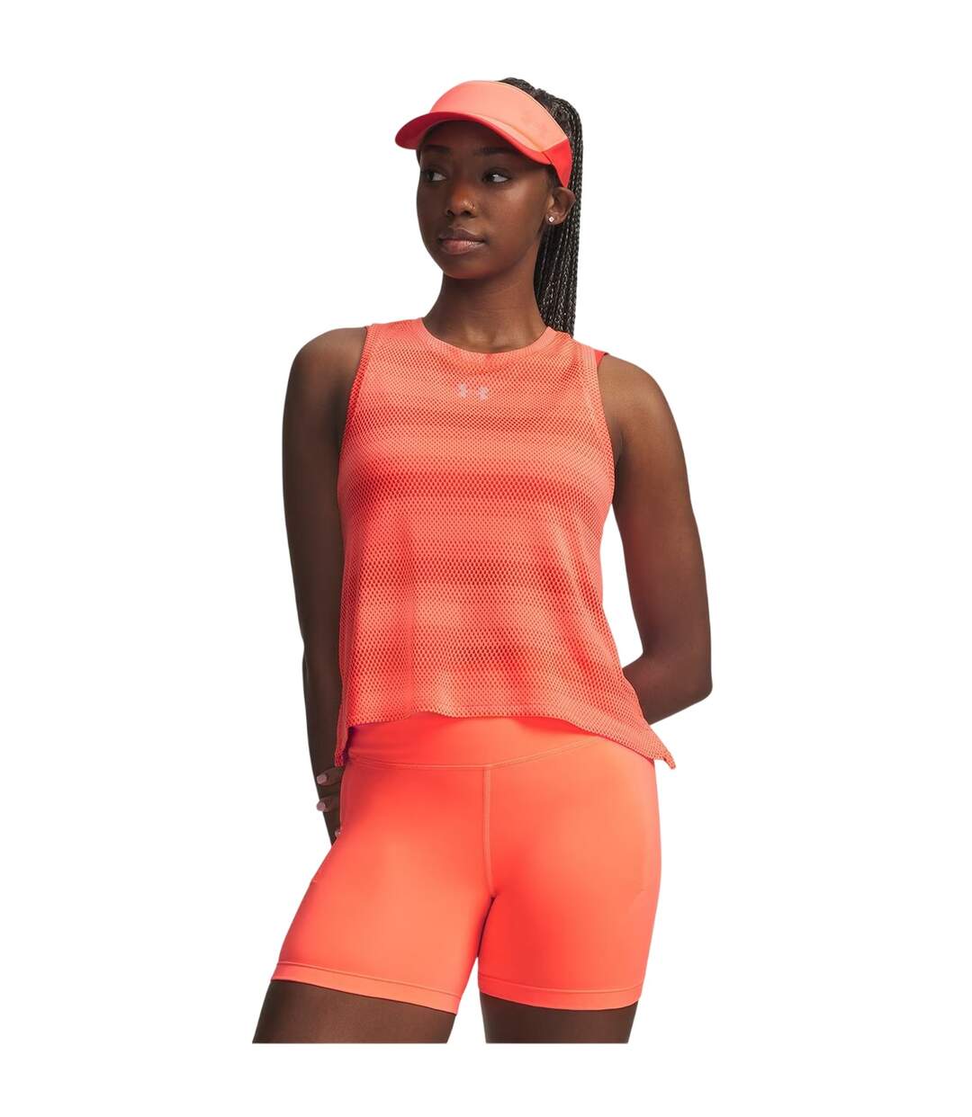 Womens/ladies Velociti Fitted Sleeveless Vest Top Tangerine Under Armour-1