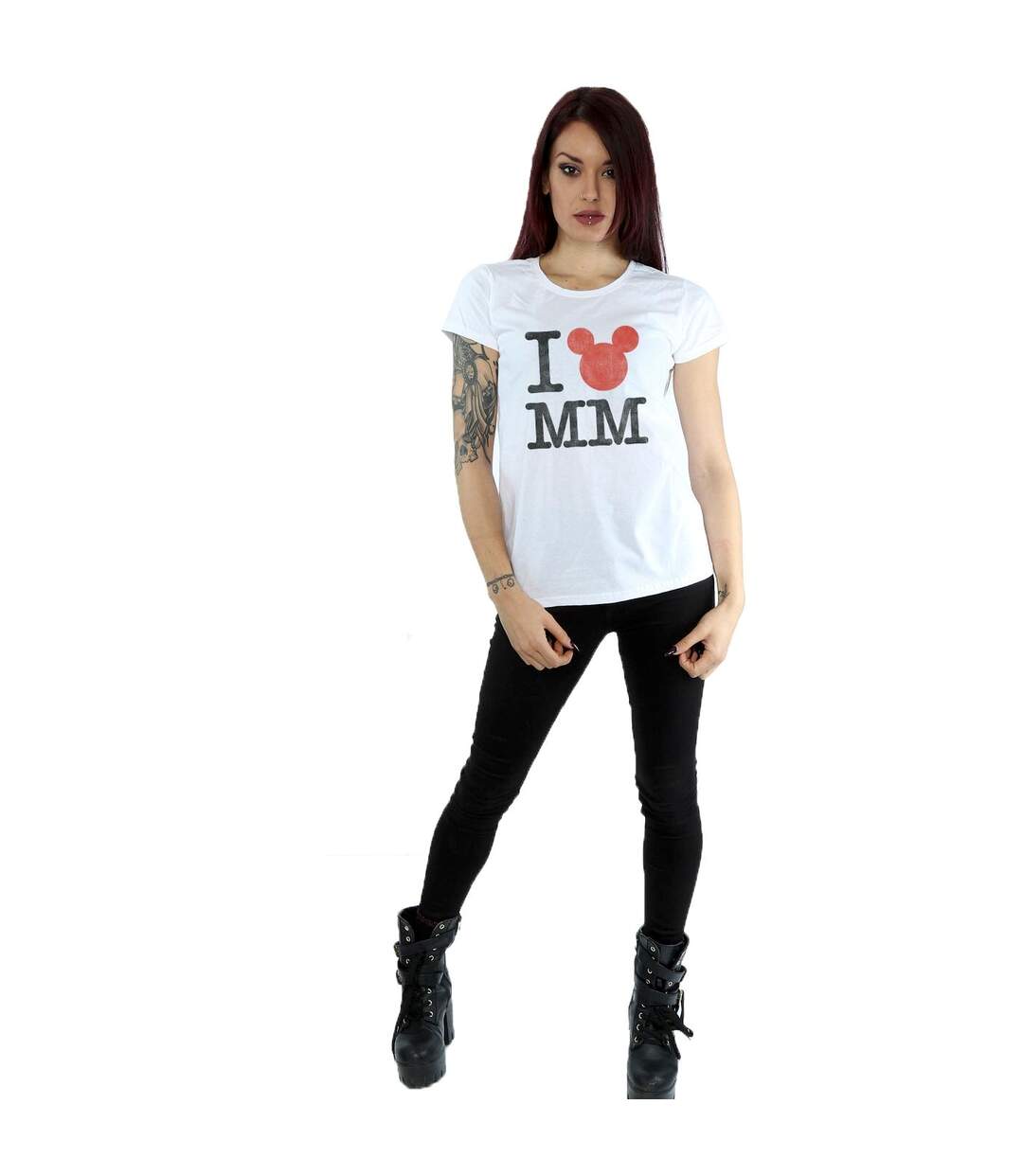 Disney T-shirt en coton I Love Mickey Mouse Femme/Ladies (Blanc) - UTBI30986-4