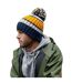 Bonnet Rayé Hygge Jaune Moutarde Bleu Foncé Beechfield-1