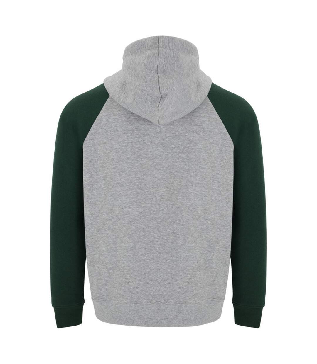 Sweat à capuche badet adulte gris chiné / vert bouteille Roly