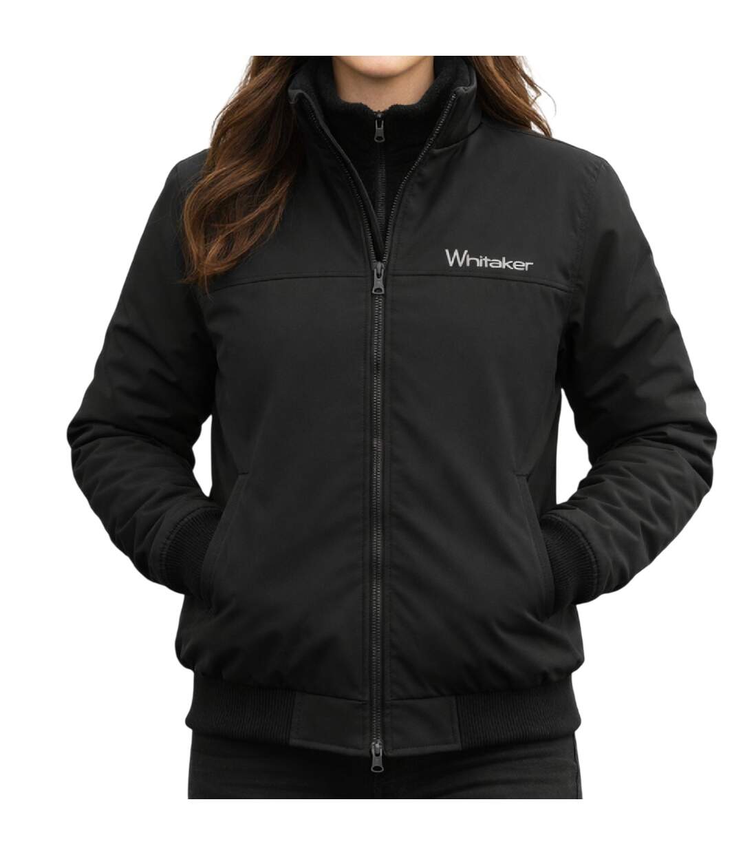 Unisex Adult Wyke Fleece Lined Bomber Jacket Black Whitaker-1