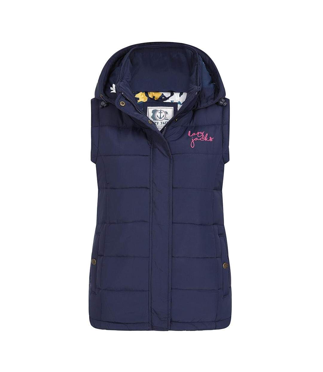 Womens/ladies Contrast Lining Gilet Marine Lazy Jacks-1