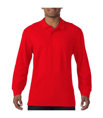 Polo À Manches Longues Homme Rouge Gildan
