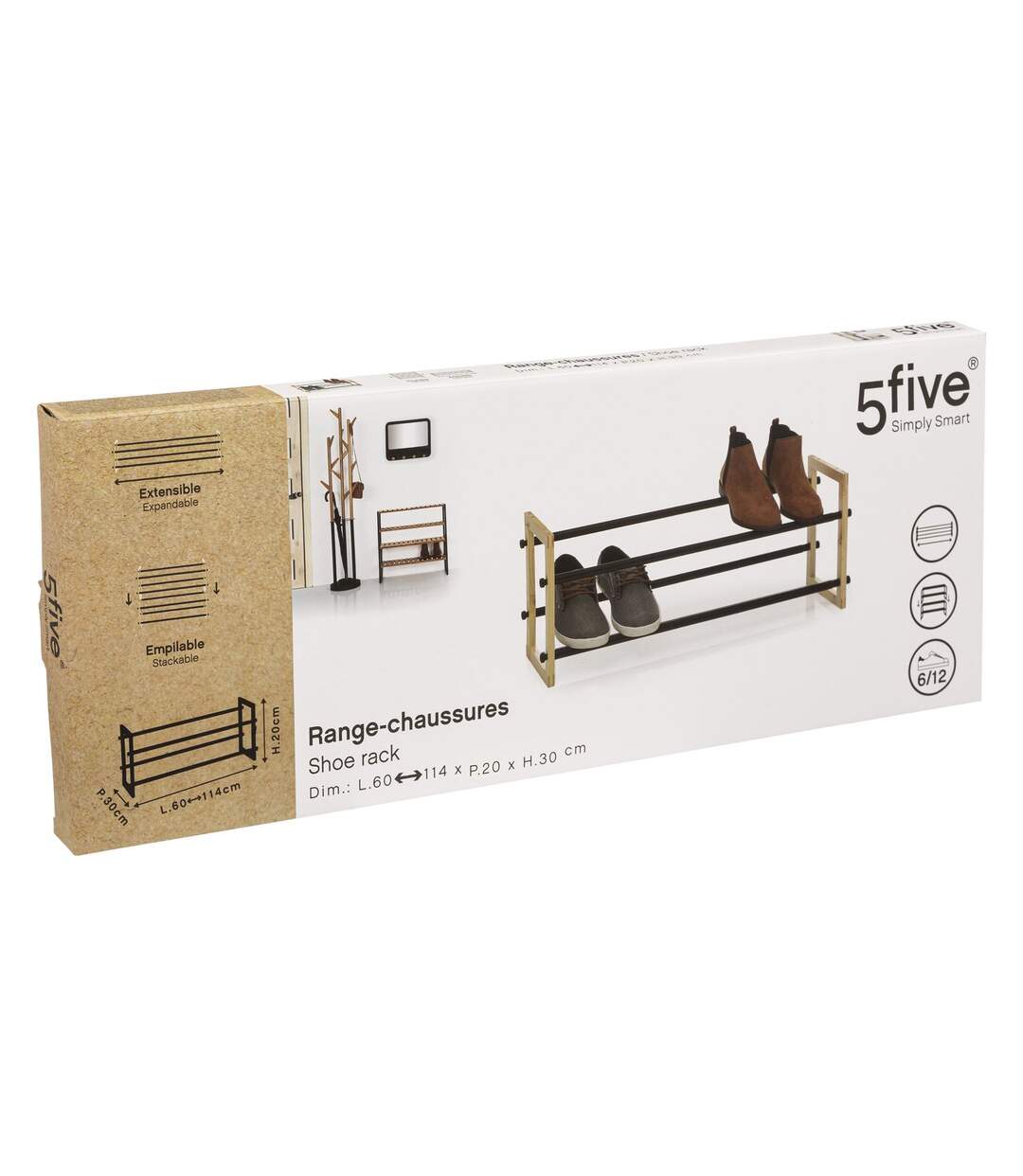 Range chaussures empilable et extensible 6 à 12 paires - Gris-3