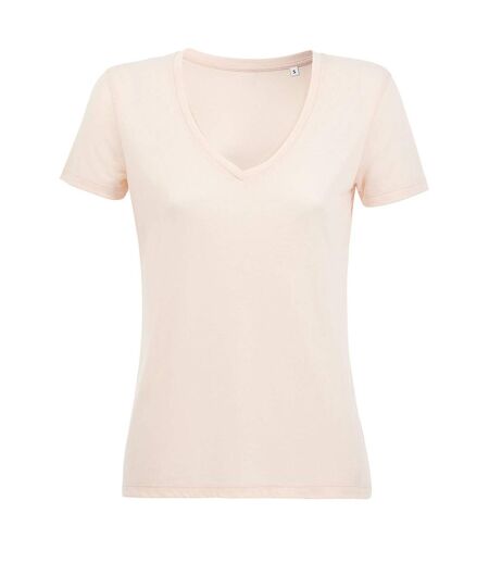 SOLS Womens/Ladies Motion V Neck T-Shirt (Creamy Pink)