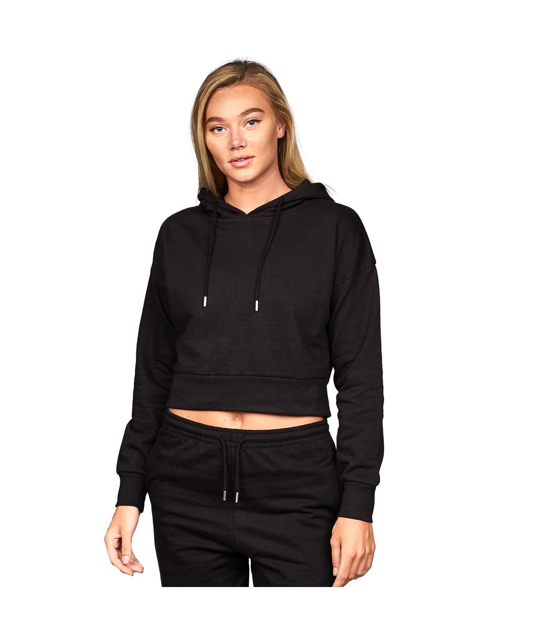 Womens/ladies danica cropped hoodie black Juice-4
