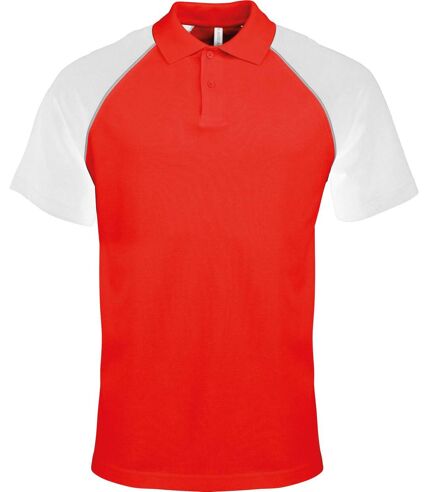 Polo bicolore baseball homme - K226 - rouge - blanc - manches courtes