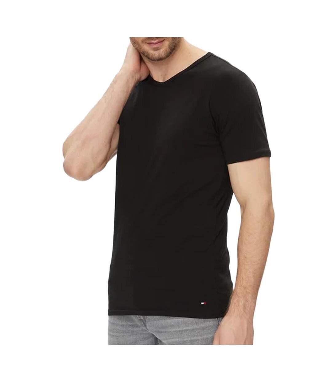 Lot de trois t-shirt blanc/noir/gris homme tommy hilfiger stretch-2