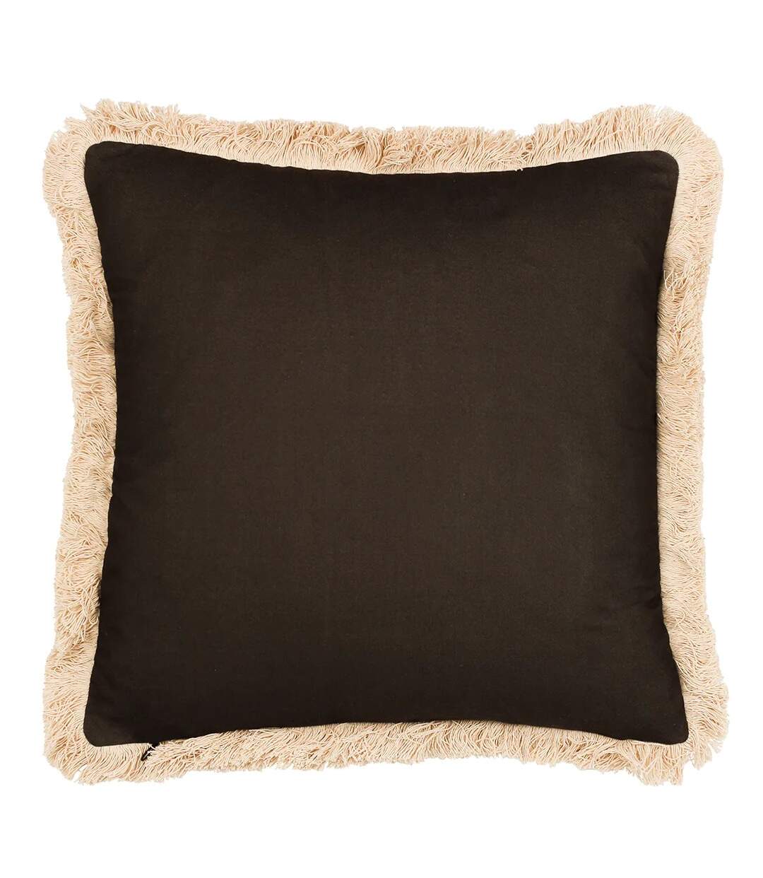 Colonial fringed palm tree cushion cover 45cm x 45cm espresso Paoletti-2