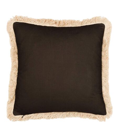 Paoletti Colonial Fringed Palm Tree Throw Pillow Cover (Espresso) (45cm x 45cm)