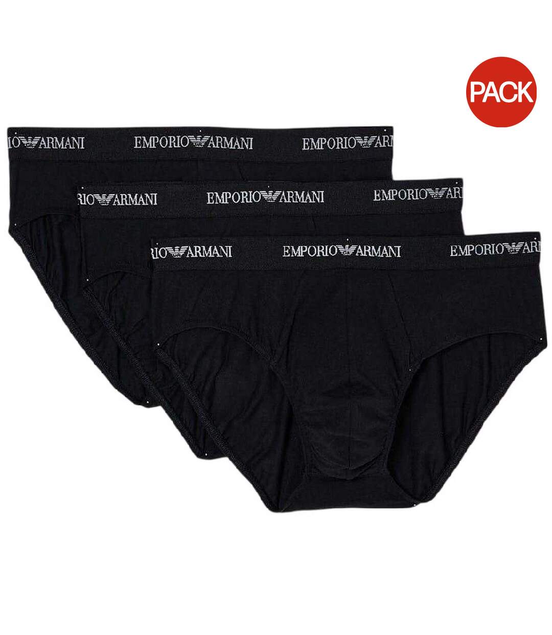 Lot De 3  Slips Motif/style Uni Homme Noir Emporio Armani-1