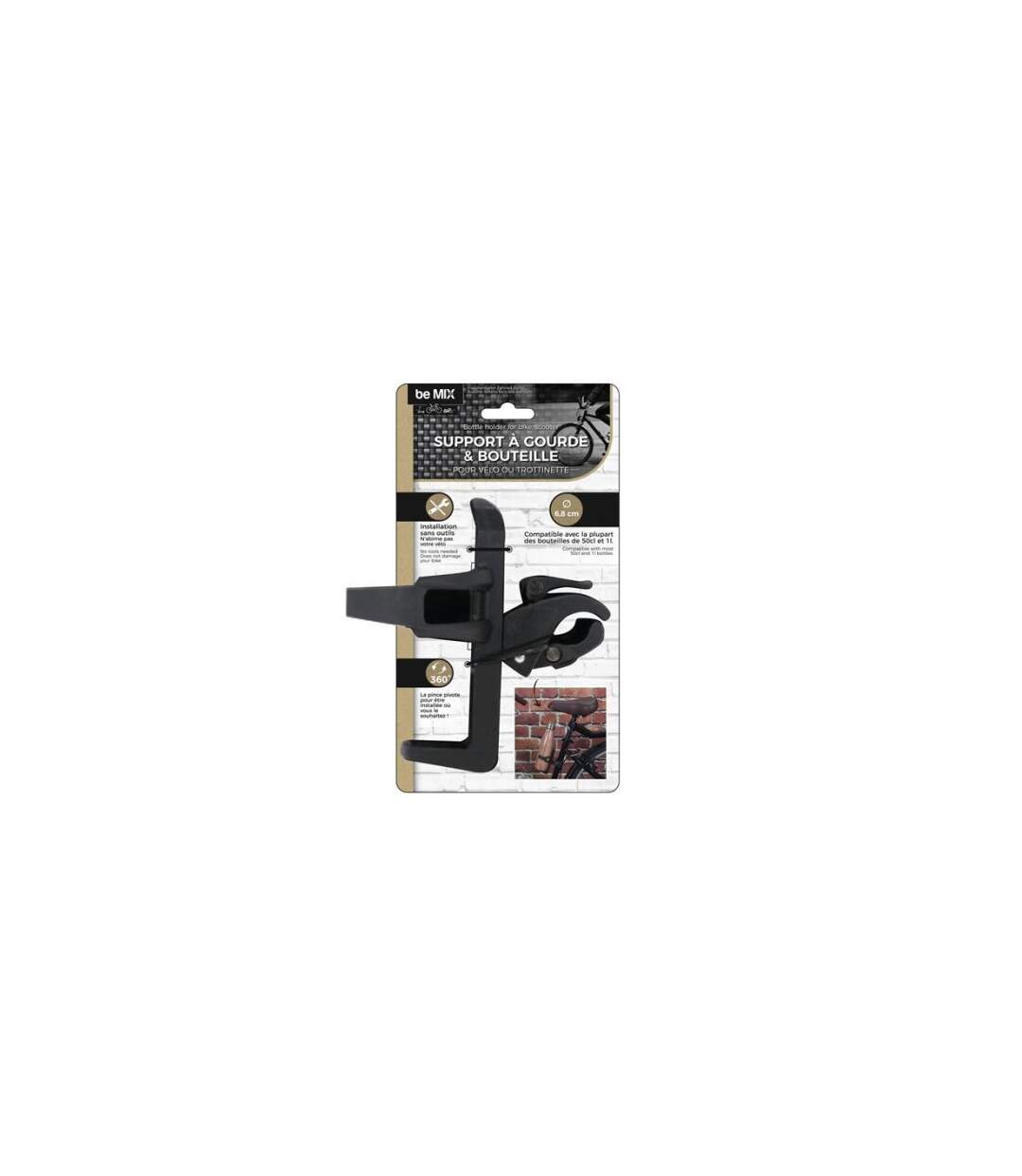 Support Bouteille Vélo & Trottinette 14cm Noir-5