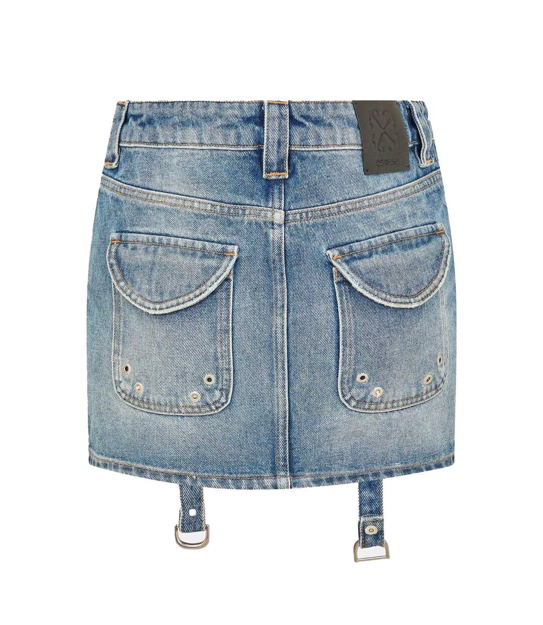 Mini Jupe Motif/style Cargo Femme Vieux Bleu Off-White-3