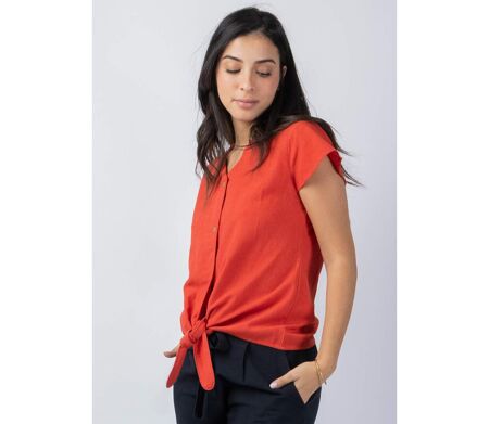 Top femme été manches courtes ERMINE uni terracotta Coton Du Monde
