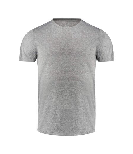 Mens Run Active T-shirt Grey Melange Printer RED