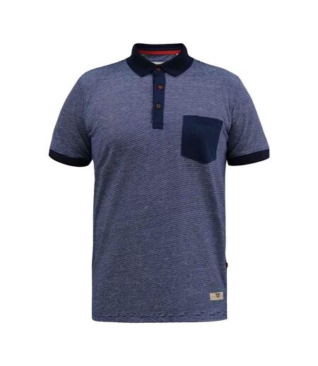 Mens D555 Oxley Fine Stripe Jersey Patch Pocket Kingsize Polo Shirt Navy Duke