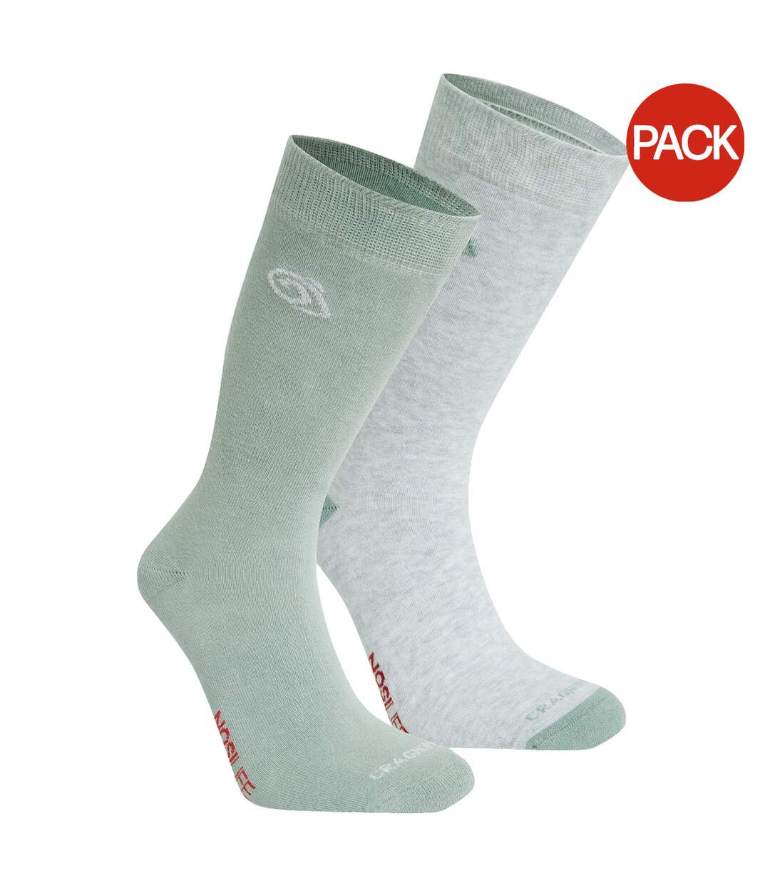 Pack Of 2  Unisex Adult Insect Repellent Socks  Soft Grey Marl Lichen Green Craghoppers-1