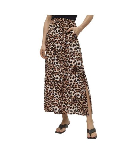Jupe longue léopard  femme vero moda joy maxi - l